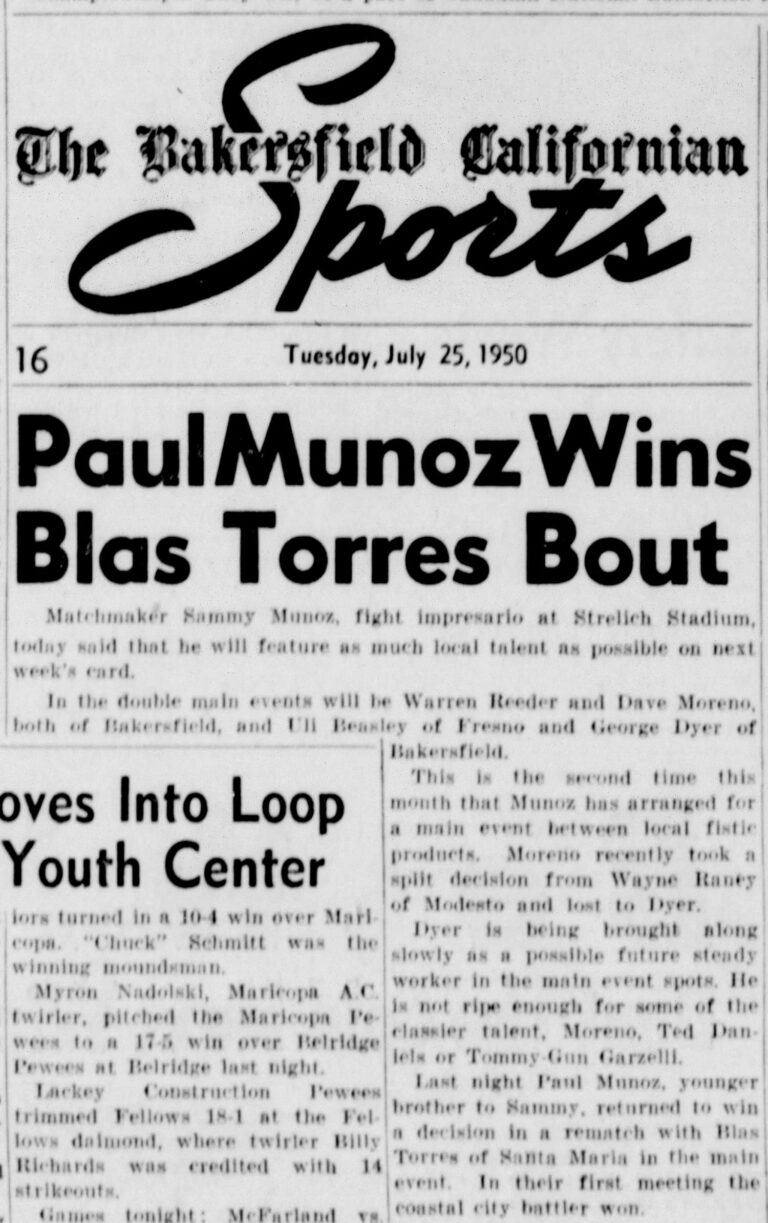 Munoz Win vs Torres, 1950